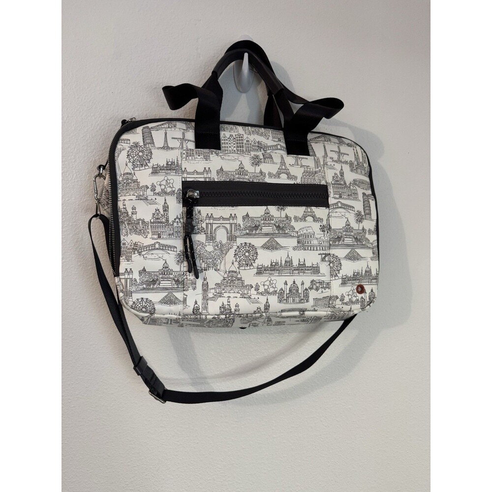 Parfois Laptop Bag Paris Monuments Print Black White Soft Side School Work